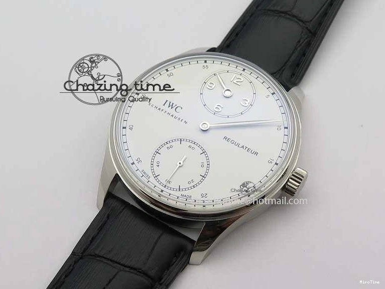 MIROTIME 1223 Effortless Portuguese IW544404 SS White Dial On Black Leather Strap A 7257